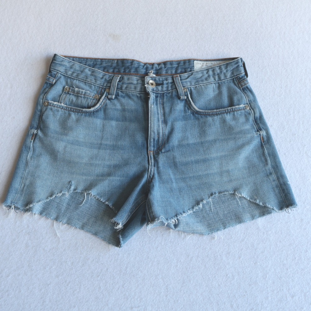 RAG & BONE Dre Low-Rise Cutoff Denim Shorts size 27 in Medium Wash